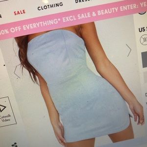 Blue suede tube dress